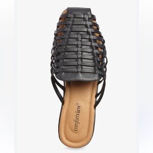 Comfortview “Wendy” Black Woven Slip-On Mule – Size 11WW